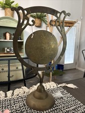 Metal Bossed Gong Drum on Stand, Engraved Design Decorative Bossed Gong