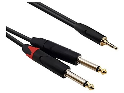 AU1705BX Kabel Jack 3,5mm Stecker,Jack 6,3 mm Stecker x2 0,5m schwarz REDS MUSIC