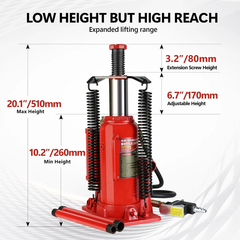 12 Ton 20Ton 32Ton  Air-Operated Hydraulic Bottle Jack Automotive Repair Shop Foto 3 de 4