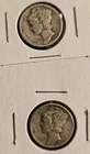 2 WWII SILVER MERCURY DIME PAIR 1941 & 1944 S  90% Junk Silver FREE SHIPPING