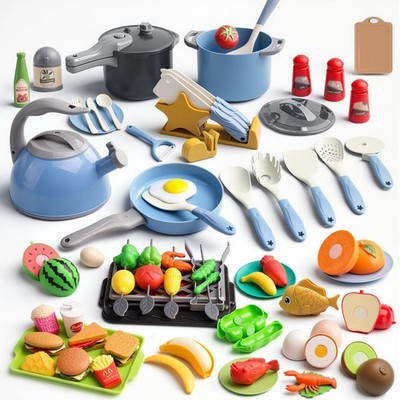 105Pcs Kids Kitchen Toy Accessories, Toddler Pretend BBQ Camping Cooking Play...