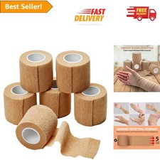 6 Self-Adherent Cohesive Wrap Bandages 2" x 5 Yards - Skin Color, Gentle on Skin