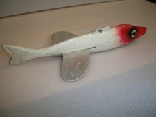 KERMIT SLETTEN RED & WHITE FISH Spearing Decoy CAST ALUMINUM Metal WILLMAR MN
