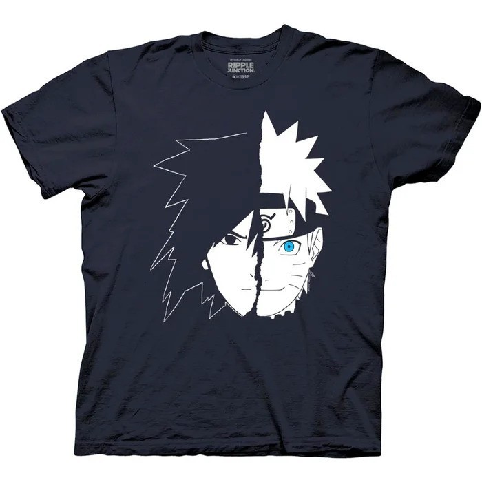 Naruto Shippuden Mens T-Shirt - Sasuke & Naruto Blue Eye