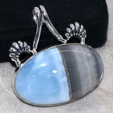 925 Silver Plated Pretty Owhyee Blue Opal Pendant 1.5" Exquisite Gift Trendy Z43