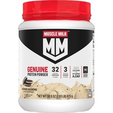 Muscle Milk Genuine Cookies N Cream Protein Powder 1.93lb Post Workout Fuel 16.47 per gallon