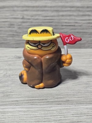 1981 Garfield Go Flag Figurine Jim Davis PVC Toy United Feature Hong Kong