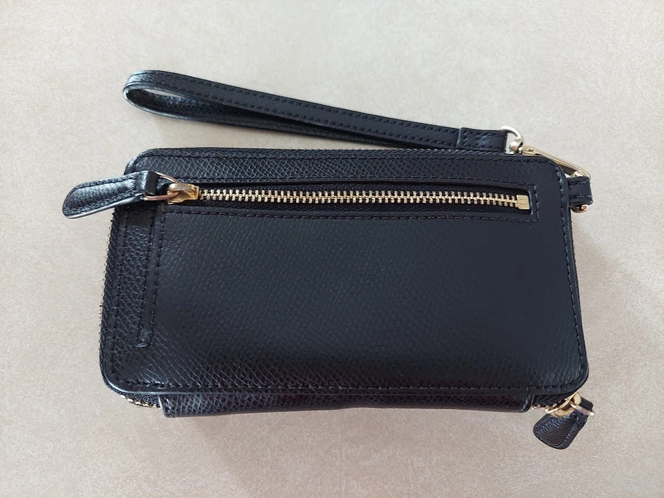 Vera Bradley Zip-Around Wristlet Classic Black Leather Organization Clutch Bag - Image 3 of 4