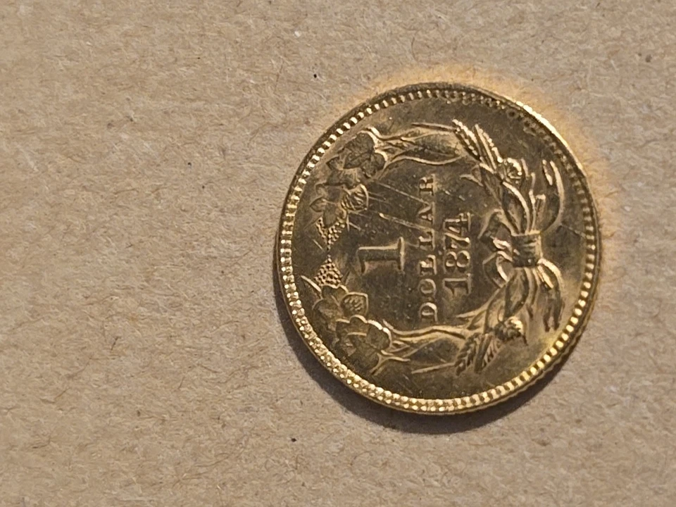 1874 Gold United States Type 3 Princess Head $1 Dollar - Image 4 of 4