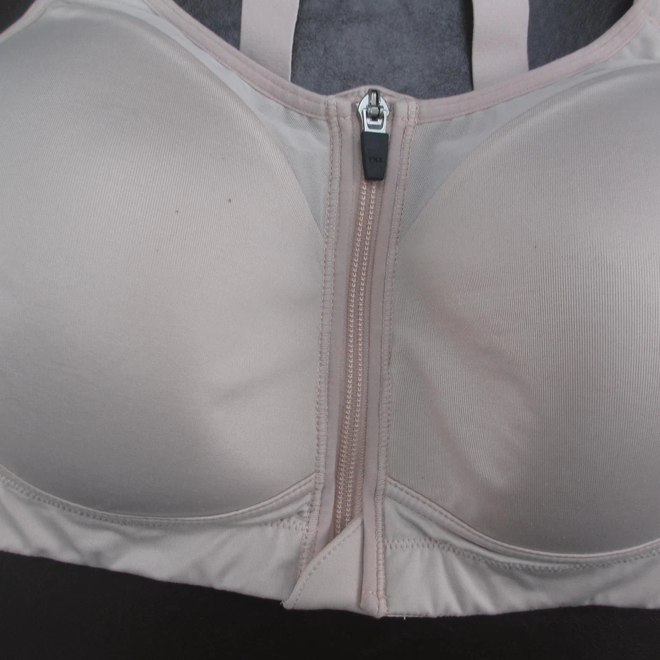 Zip Front Sports Bra Womens 36D Pink Racerback Padded Adjustable Supportive - Image 3 of 4