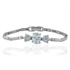 Made with Swarovski Crystals Triple Tier White Gold Plated Bracelet    Brand New