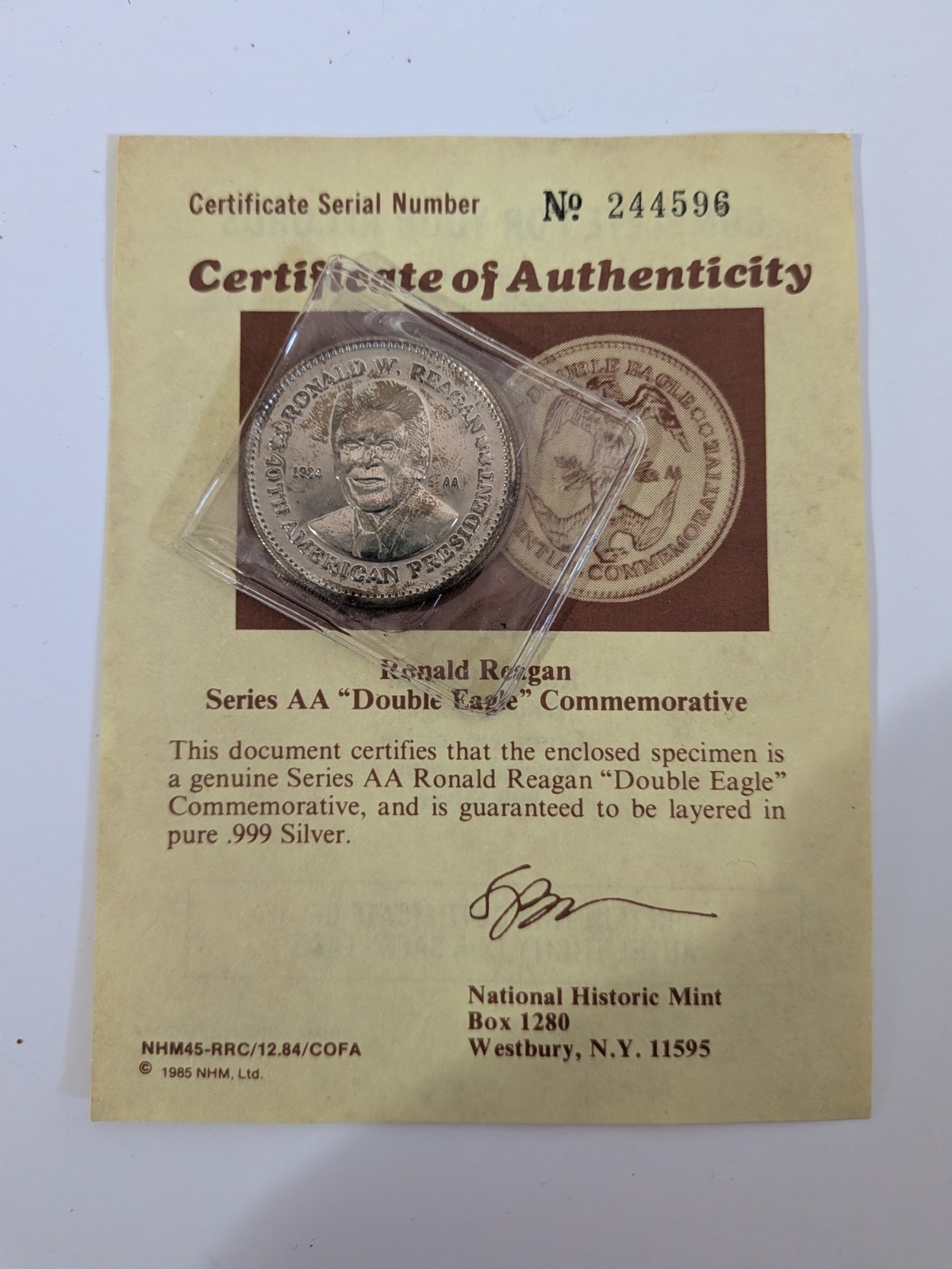 National Historic Mint - Ronald Reagan Presidential Medal - 1984 - Double Eagle