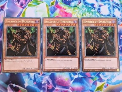 Yugioh Karten Playset 3x Invader of Darkness TAMA-EN046 Rare Englisch Near Mint