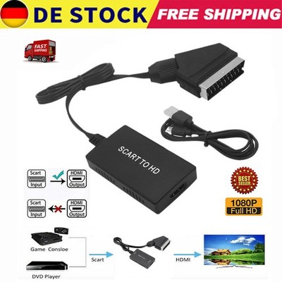 SCART zu auf HDMI Konverter Kabel Video Audio Adapter USB-Wandler für DVD HD TV