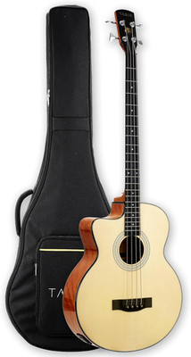 Left-Handed 4-String Electric Acoustic Bass Spruce Top Mahogany Neck Mahogany Ba