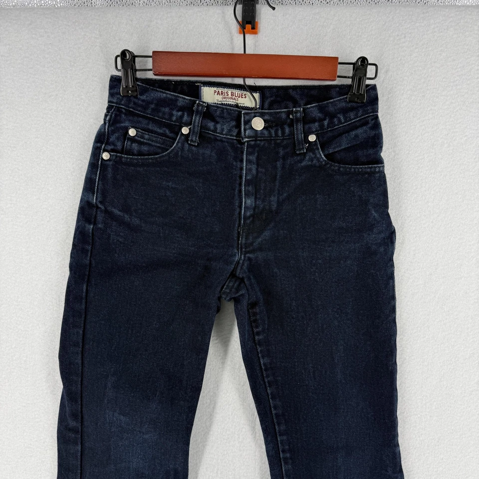 Pantalones de mezclilla vintage Paris Blues para mujer 1 azul lavado oscuro corte bota tiro medio Y2K Foto 3 de 4