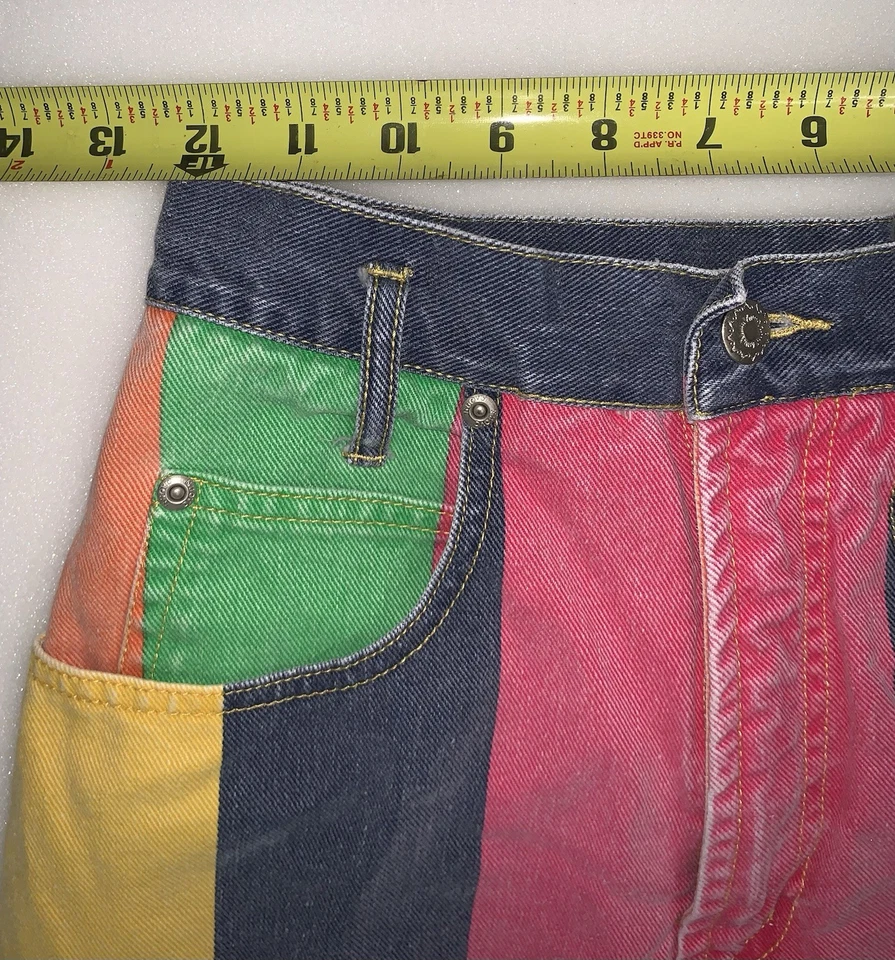 Pantalones Cortos Vintage County Seat Nuovo Años 80 Arco Iris Rayas Cintura Alta Talla 5/6 Foto 4 de 4