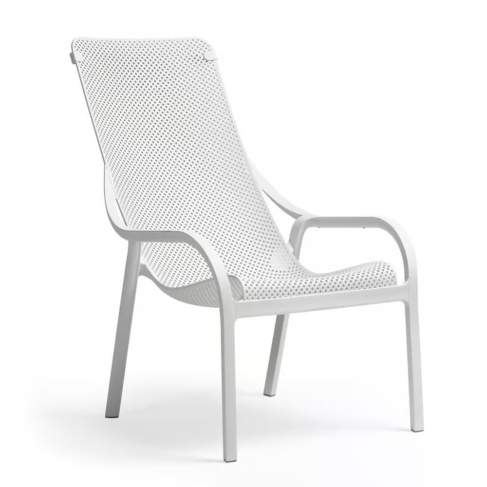 Nardi, Sillón de Jardín Net Lounge Blanco, Muebles Sillas Sillones