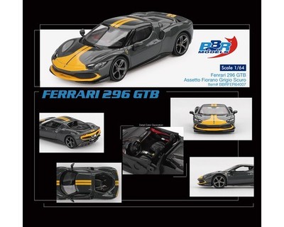 BBR Models Ferrari 296 GTB Assetto Fiorano Grigio Scuro Grey 1/64