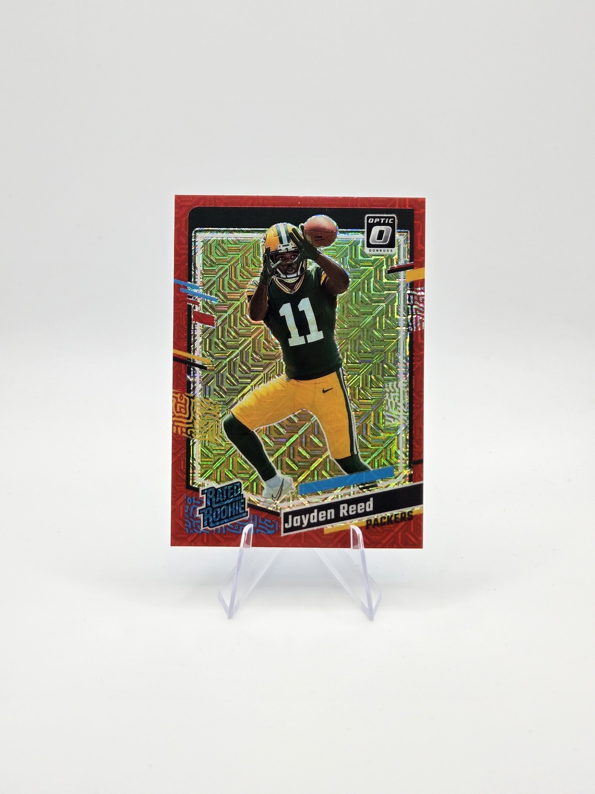 Jayden Reed 2023 Donruss Optic RC Red Mojo SP #239