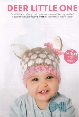 STRICKMUSTER BABY KLEINKIND MÜTZE 6 Monate-4 Jahre HIRSCH-INSPIRIERTES ACCESSOIRE DK SKM M8A