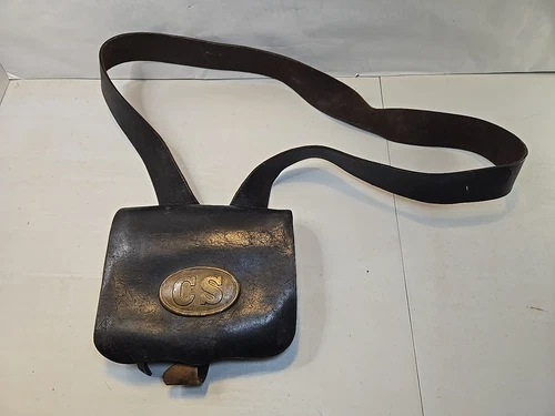 Reproduction Civil War Confederate Cartridge Box w/Strap - Ammo Pouch - CS