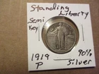 1919-P, Standing Liberty Quarter #109, Type Two, 90% SILVER!!