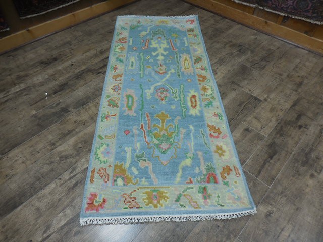 Turkish Oushak Rug,Modern Multicolored Area Rug,Handmade Bohemian Rug 2.6x6 Ft