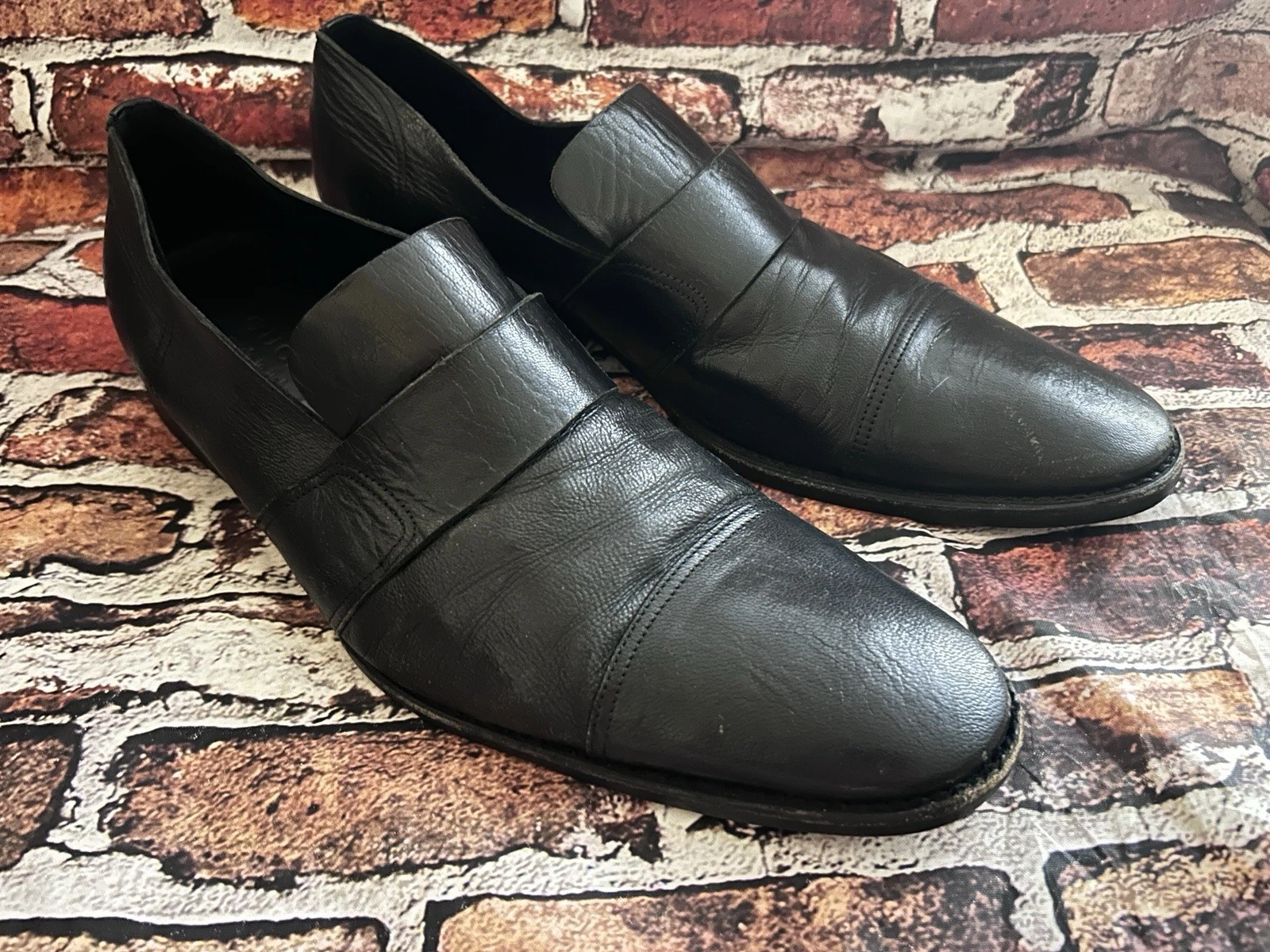 Mocassins GUCCI chaussures cuir sangle classique noir taille US 11 / EU 45 excellent état !