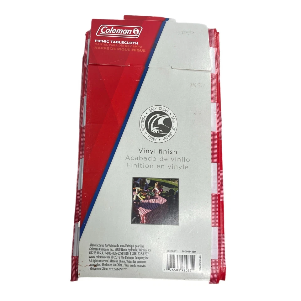 Mantel de picnic Coleman acabado vinilo guinga rojo y blanco 54 x 84 Foto 2 de 2