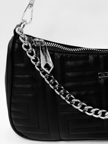 Rampage Black Shoulder Bag Silver Chain Accent 10x5.5 - Picture 7 of 10