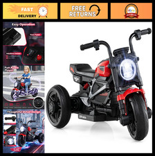 6V Electric Toddler Motorcycle Ride-On Toy, 3-Wheel Chopper with LED Lights  Mu