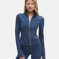 New With tags LULULEMON DEFINE CROPPED JACKET NULU BLUE TWILL/GOLD/GOLD Size 12