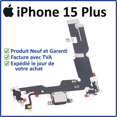 IPHONE 15 PLUS NOIR NAPPE CONNECTEUR DE CHARGE PORT USB-C ANTENNE MICRO A3094 - Photo 1/3