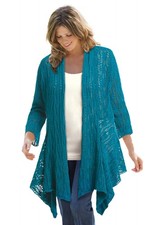Woman Within Plus Size Open Front Pointelle Cardigan Sweater