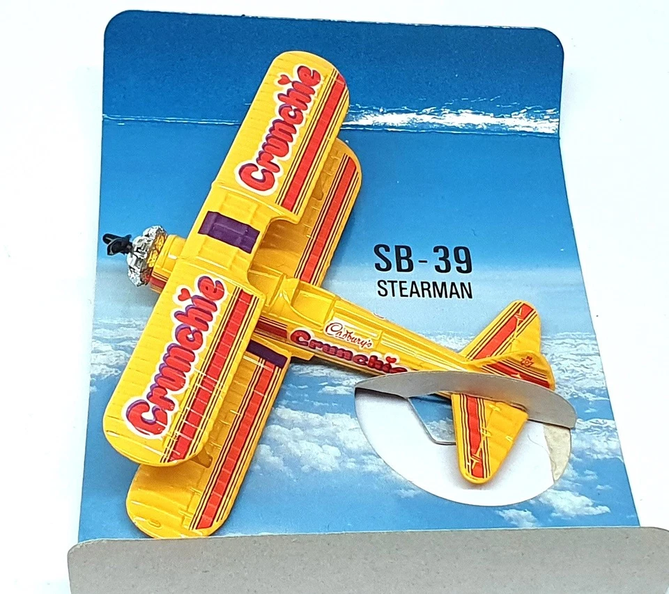 Matchbox Sky-Busters SB-39 Stearman Kaydet Bi-Plane Cadbury's Crunchie - Amarillo Foto 4 de 4