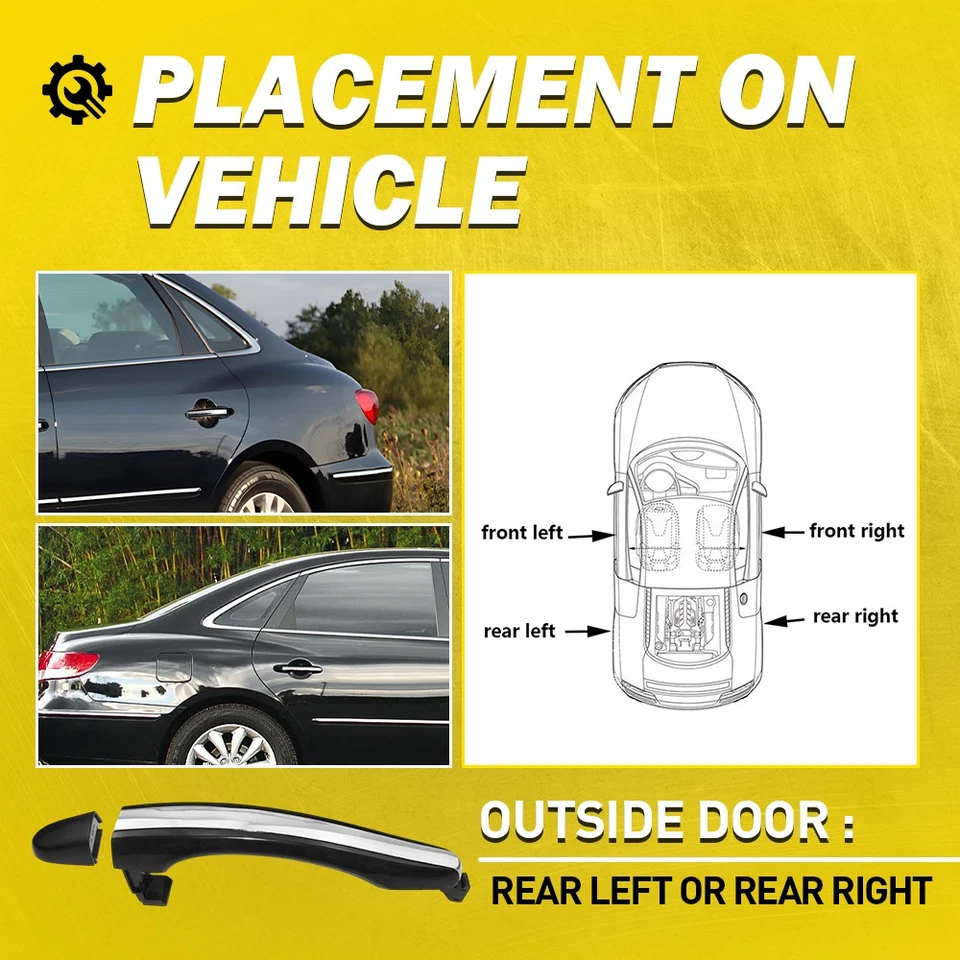 For 2006-2011 Hyundai Azera Rear Left Right Primed Outside Door Handle - Изображение 3 из 4