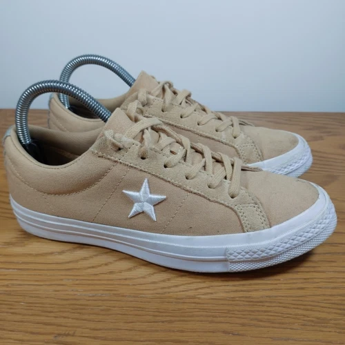 Scarpe Converse donna taglia UK 6 una stella beige bianco tela stringate scarpe da ginnastica basse