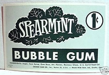 Spearmint Bubble Gum Penny Gumball Vending Machine Card