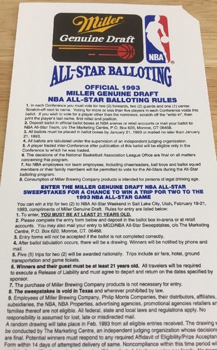 Nba All Star 1993 Official Ballot New Unused Original Utah Jazz - Picture 12 of 12