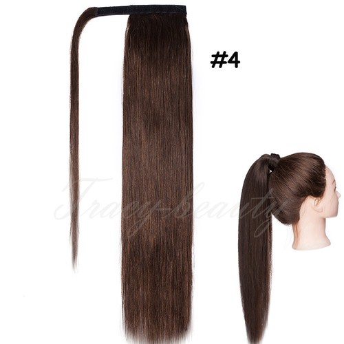 Ponytail Extension Thick Clip in 100% Real Remy Human Hair Wrap Around Hairpiece - Picture 18 of 40
