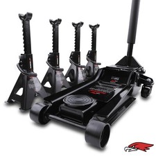 3 TON 3T AUTO CAMION FURGONE CRIC POMPA SOLLEVATORE CON 4x ASSI SUPPORTI DOPPIA SERRATURA KIT CORSA