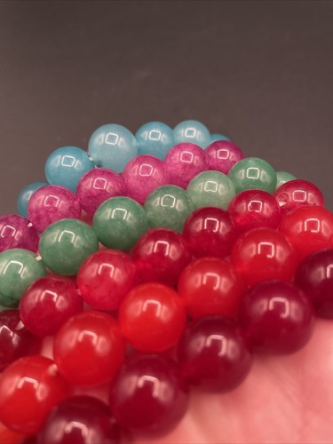 QTY: 6 Rew Multicolor 10mm Faceted Tourmaline Round Gemstone Bead Bracelets~CUTE - Picture 2 of 4