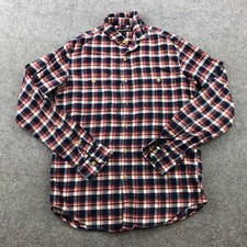 J Crew Shirt Men Small Red Blue Plaid Button Long Sleeve Flannel