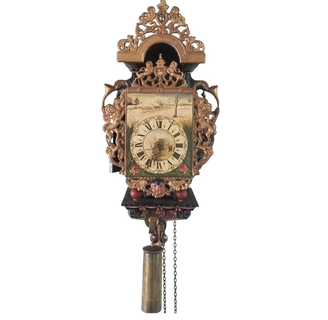 Dutch Clock 19th century FOLKLORE MERMAID stoelklok stoeltjes