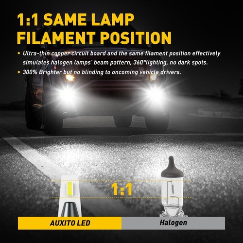 1/2set AUXITO Xenon White Fog LED Light Bulb Lamp Driving 9006 HB4 Fanless Kit - Picture 4 of 18