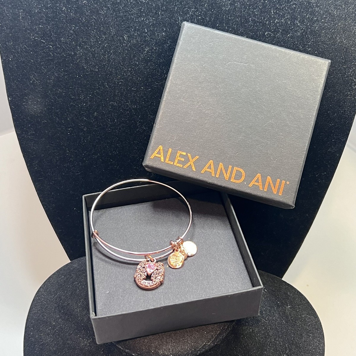 Alex and Ani Fortune's Favor Pink Crystal Heart Love Luck