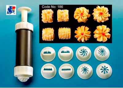 Biscuit Presser for Baking Pineapple Jam Tart Nastar Semperit Cookies 8 Nozzle