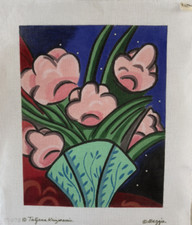 Flowers Vase Hand Painted Needlepoint Canvas Maggie 13 Mesh TATJANA KRIZMANIC