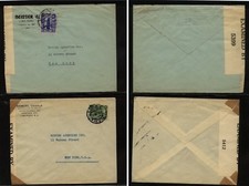 Peru   2  large  censor covers to  US       MS0103